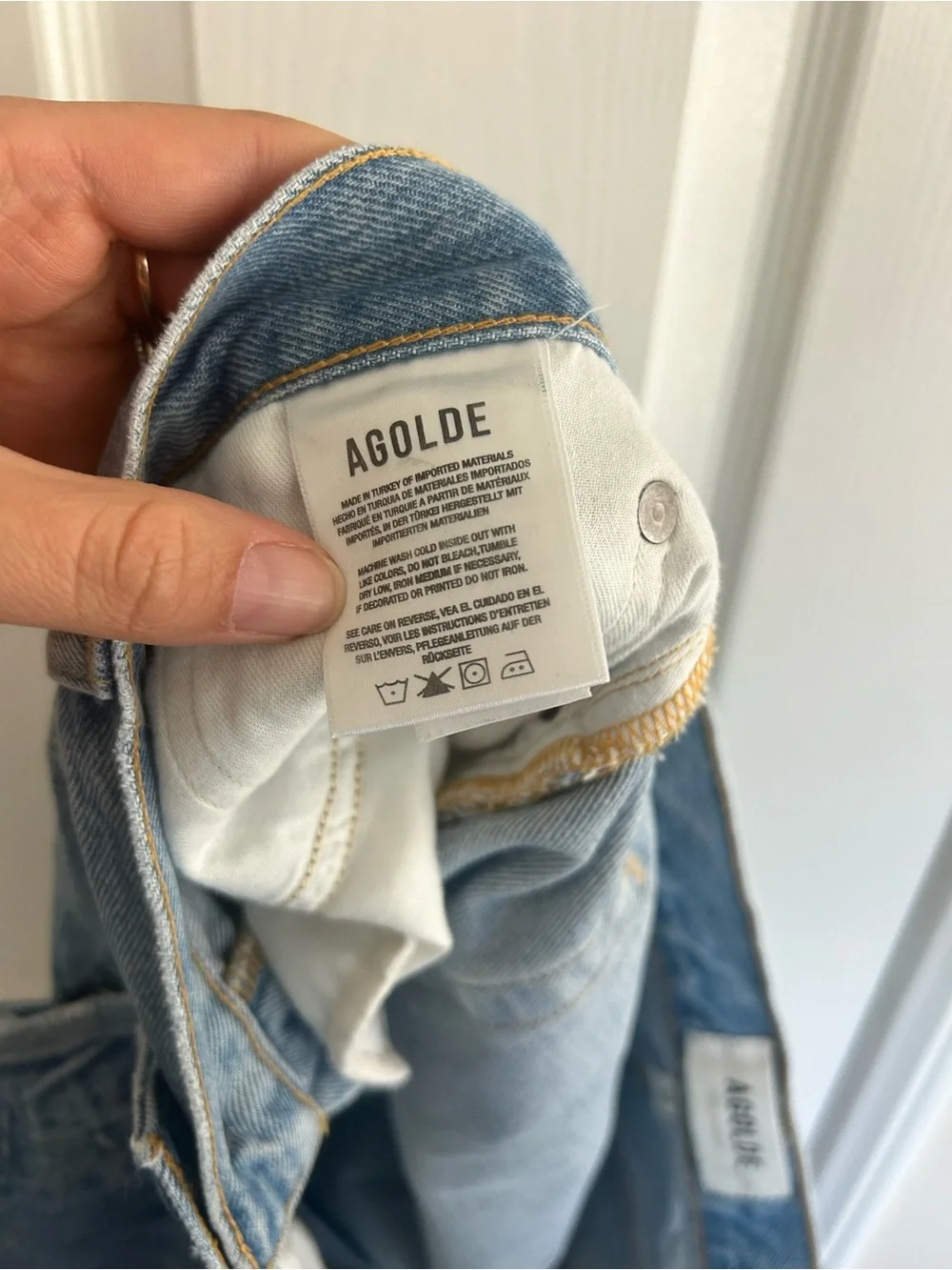 AGOLDE Parker Long Light Blue Distressed Denim Shorts Size 32